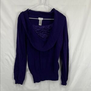 Jaclyn Smith Women’s Sweater -Medium Royal Purple (mid shade) Long Sleeves -Lace